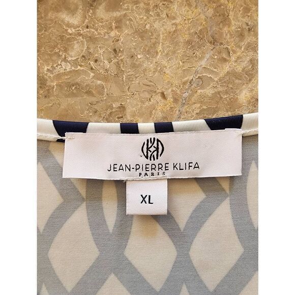 Jean-Pierre Klifa Paris Lilly Celtric Royal blue and white geometric pattern she - Picture 3 of 9